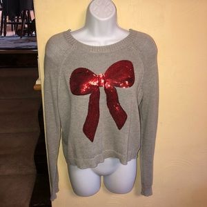 BETHANY MOTA SEQUENCE BOW HOLIDAY SWEATER